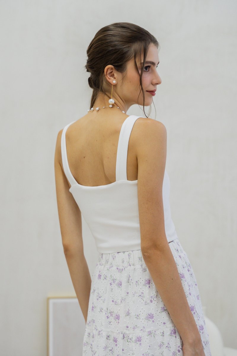 Angelica Padded Ribbed Crop Top In White (XL)