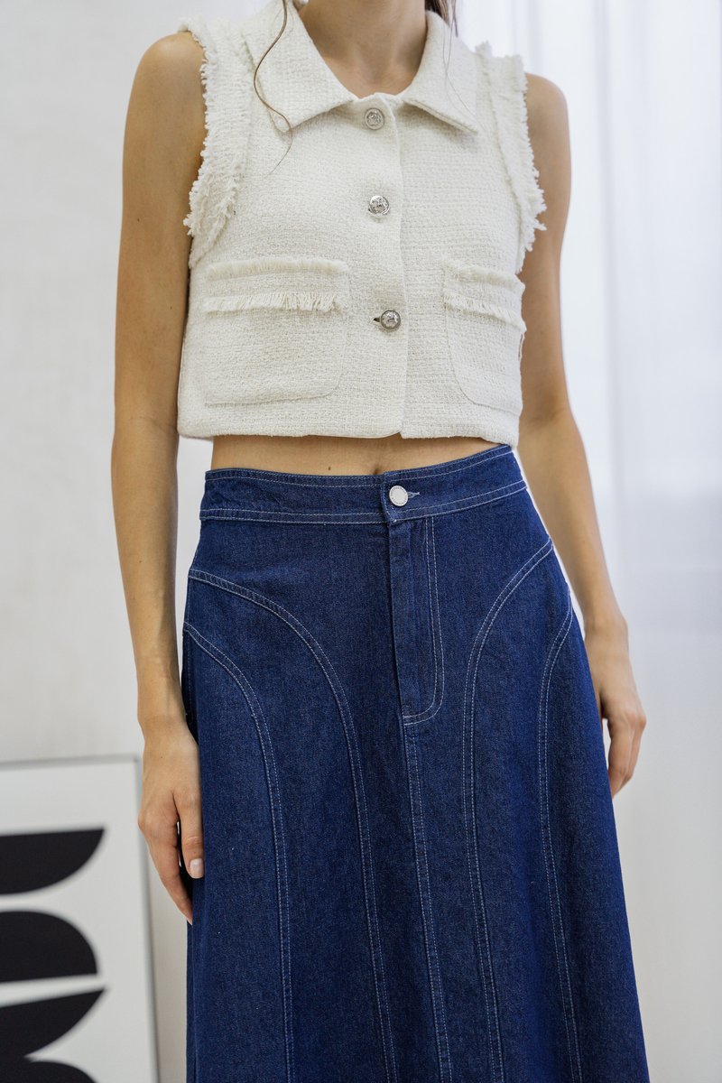 Julissa Panelled Denim Midi Skirt