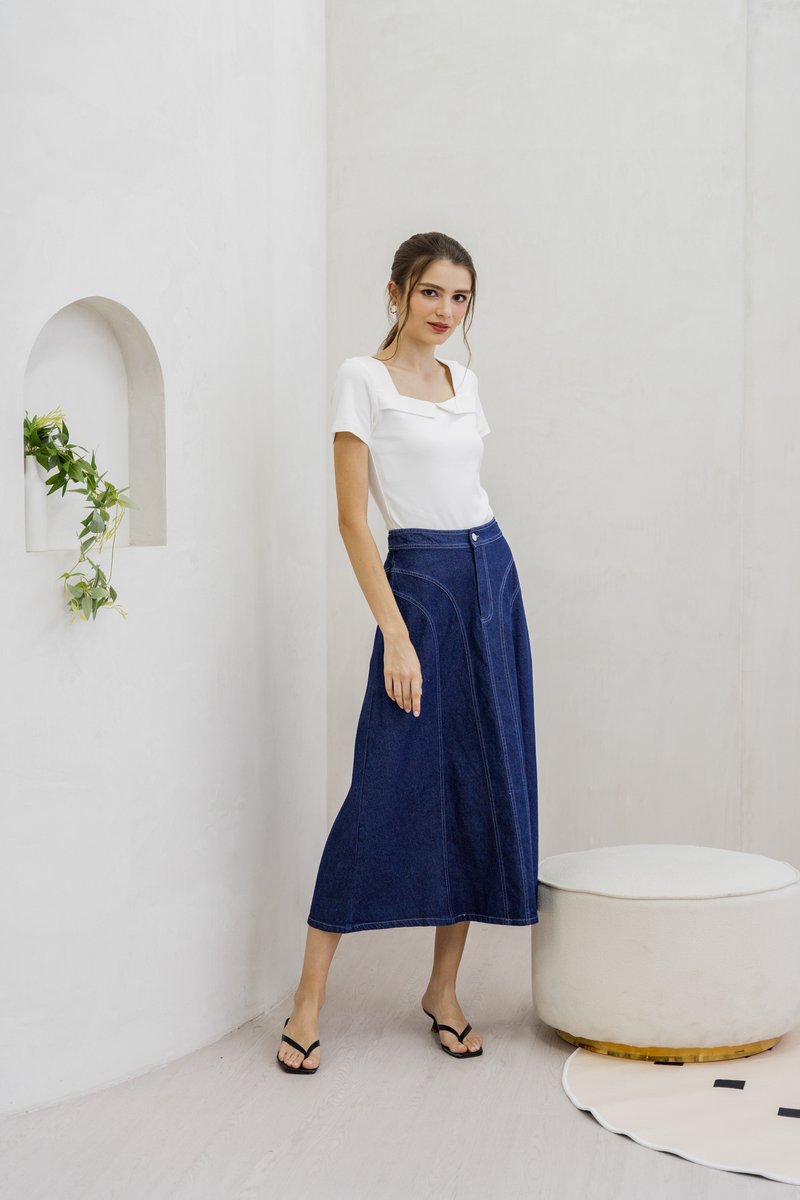 Julissa Panelled Denim Midi Skirt