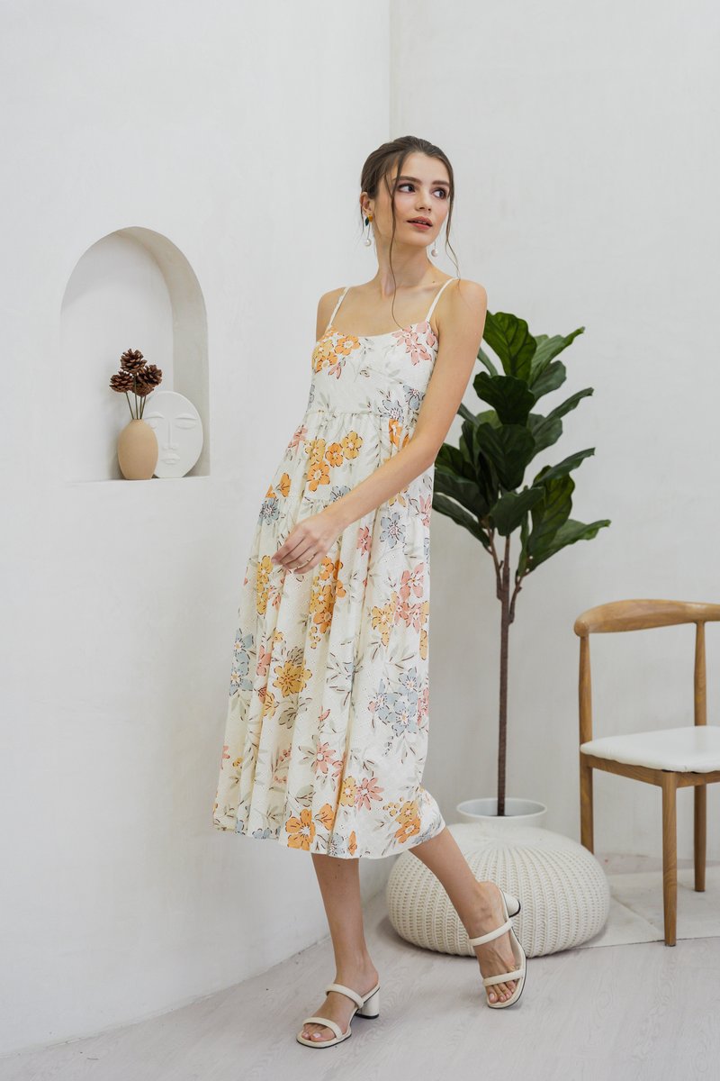Jovie Eyelet Camisole Floral Maxi Dress (XS)