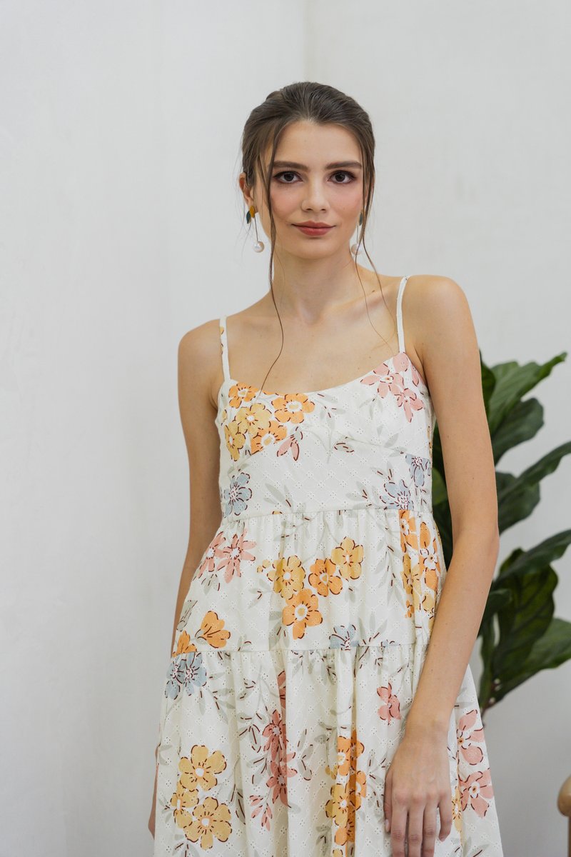 Jovie Eyelet Camisole Floral Maxi Dress (XS)