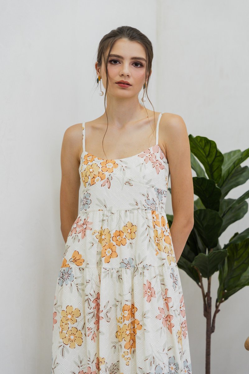 Jovie Eyelet Camisole Floral Maxi Dress (XS)