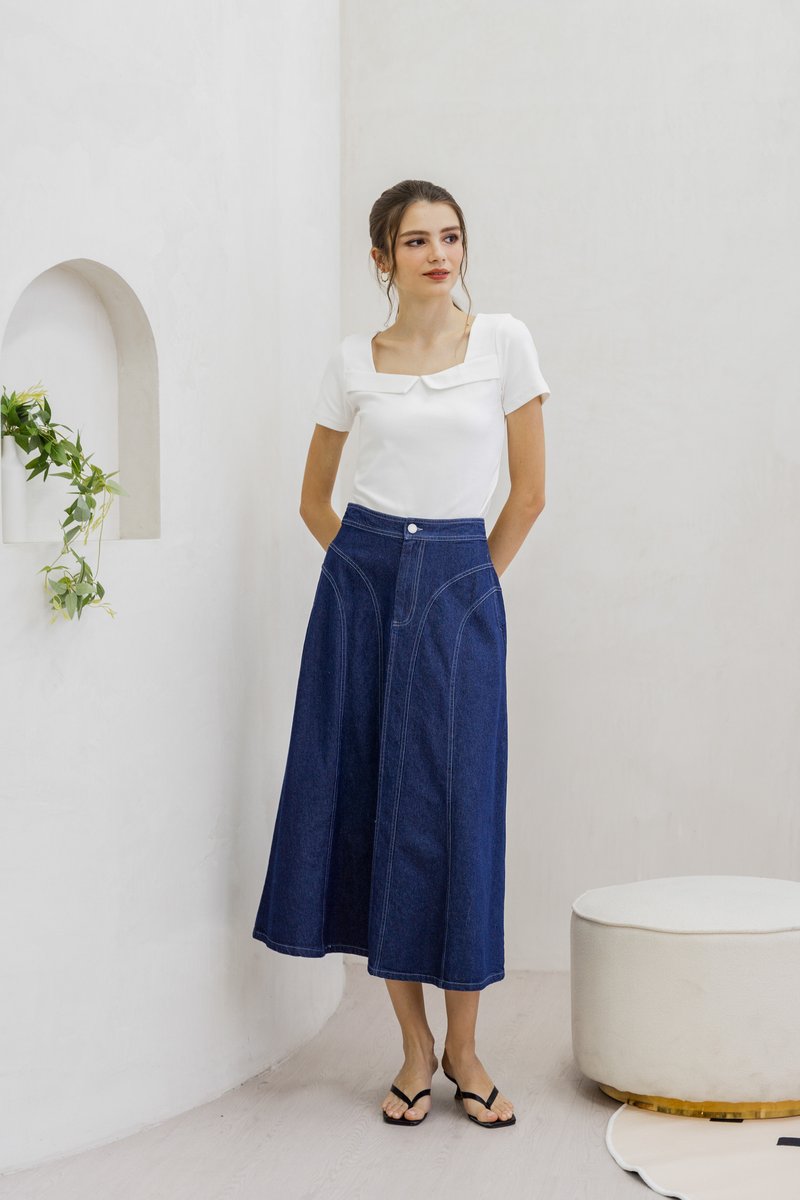 Julissa Panelled Denim Midi Skirt