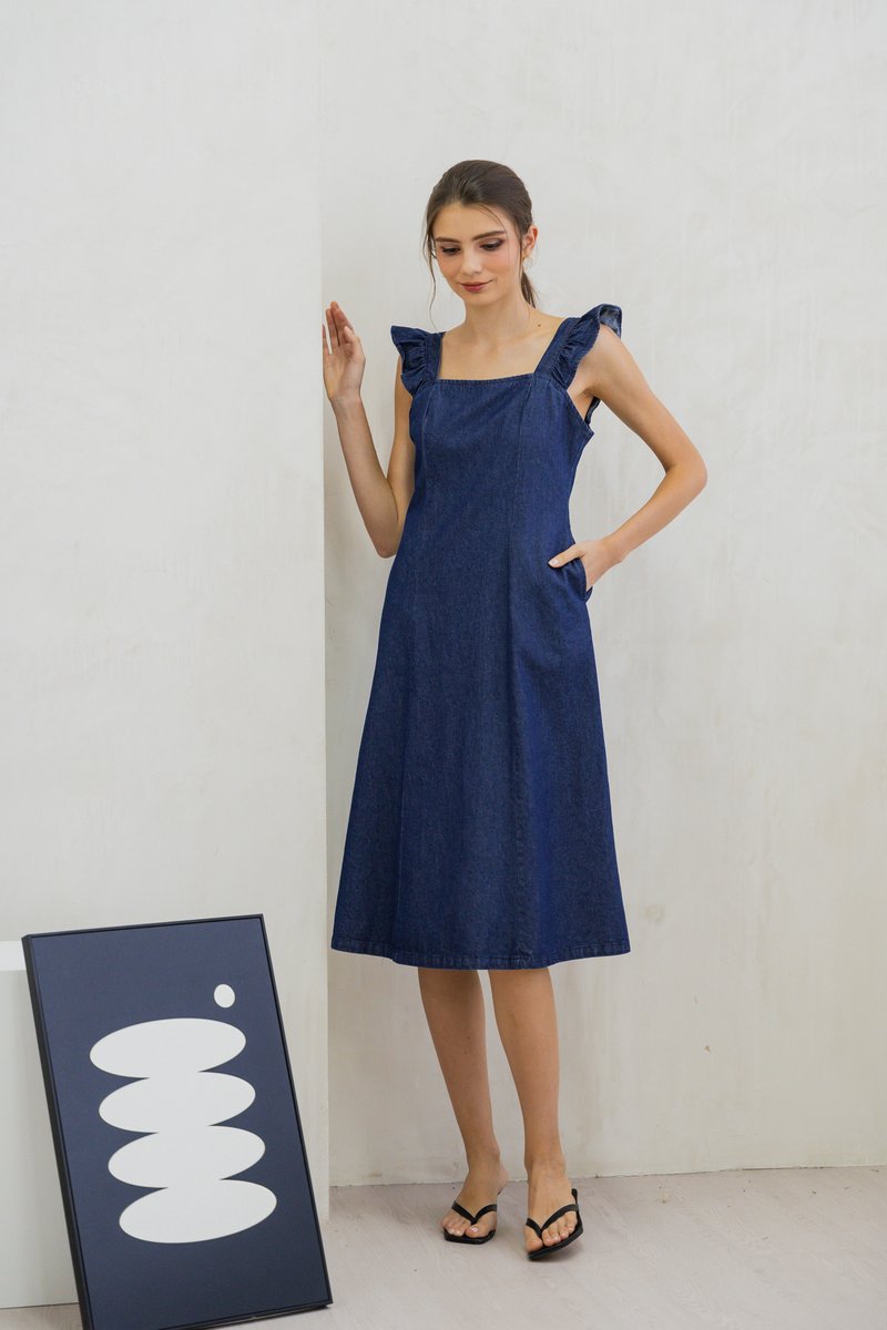 Johanna Denim Panel Midi Dress (S)