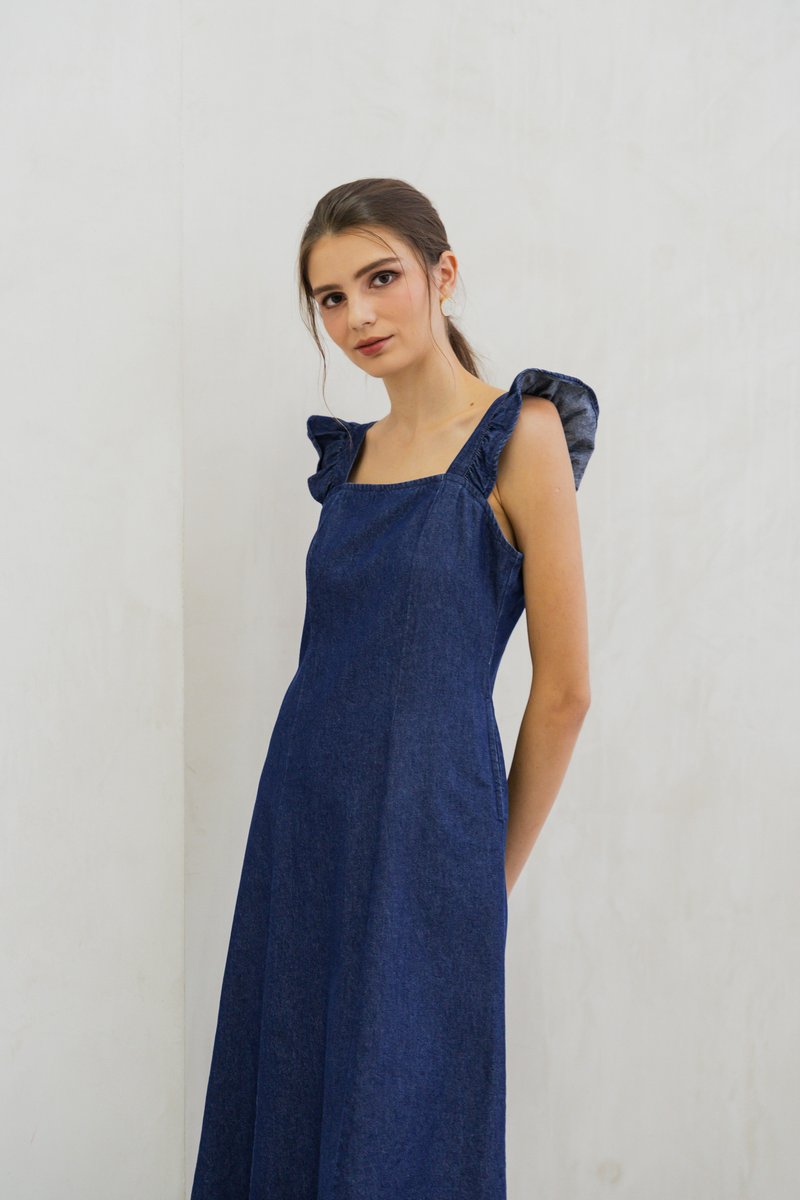 Johanna Denim Panel Midi Dress (S)