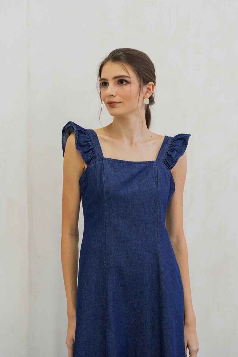 Johanna Denim Panel Midi Dress (S)