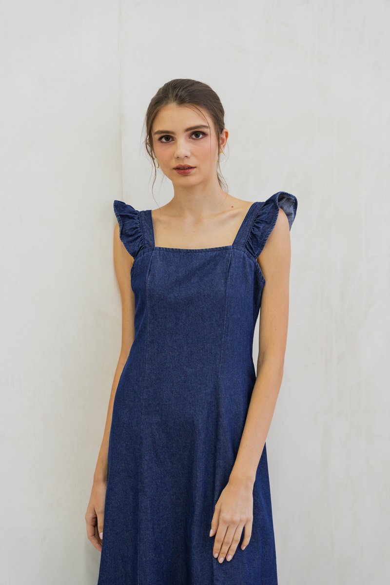 Johanna Denim Panel Midi Dress (S)