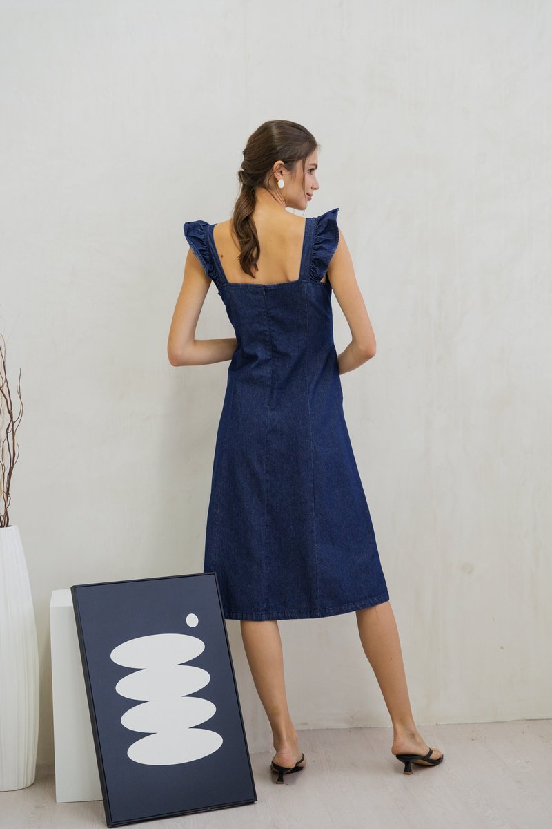 Johanna Denim Panel Midi Dress (S)