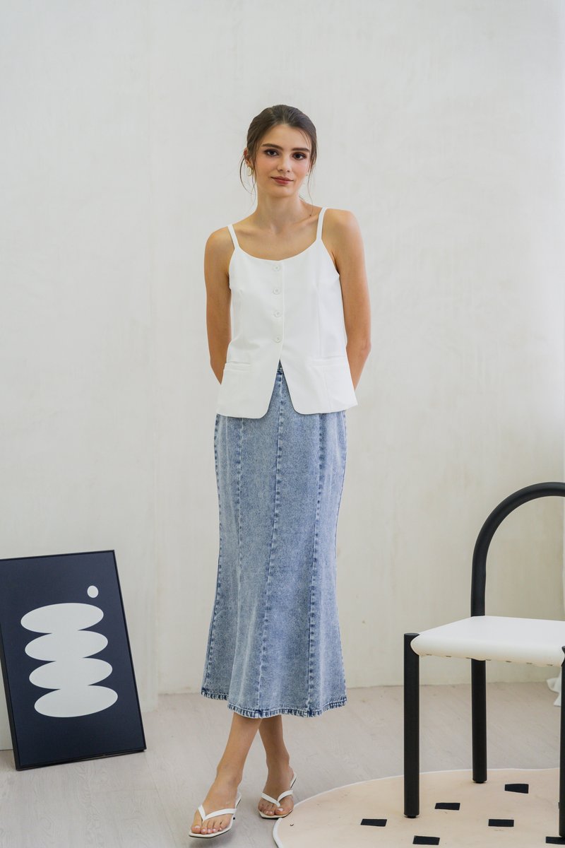 Kerra Panelled Denim Midi Skirt (XS)