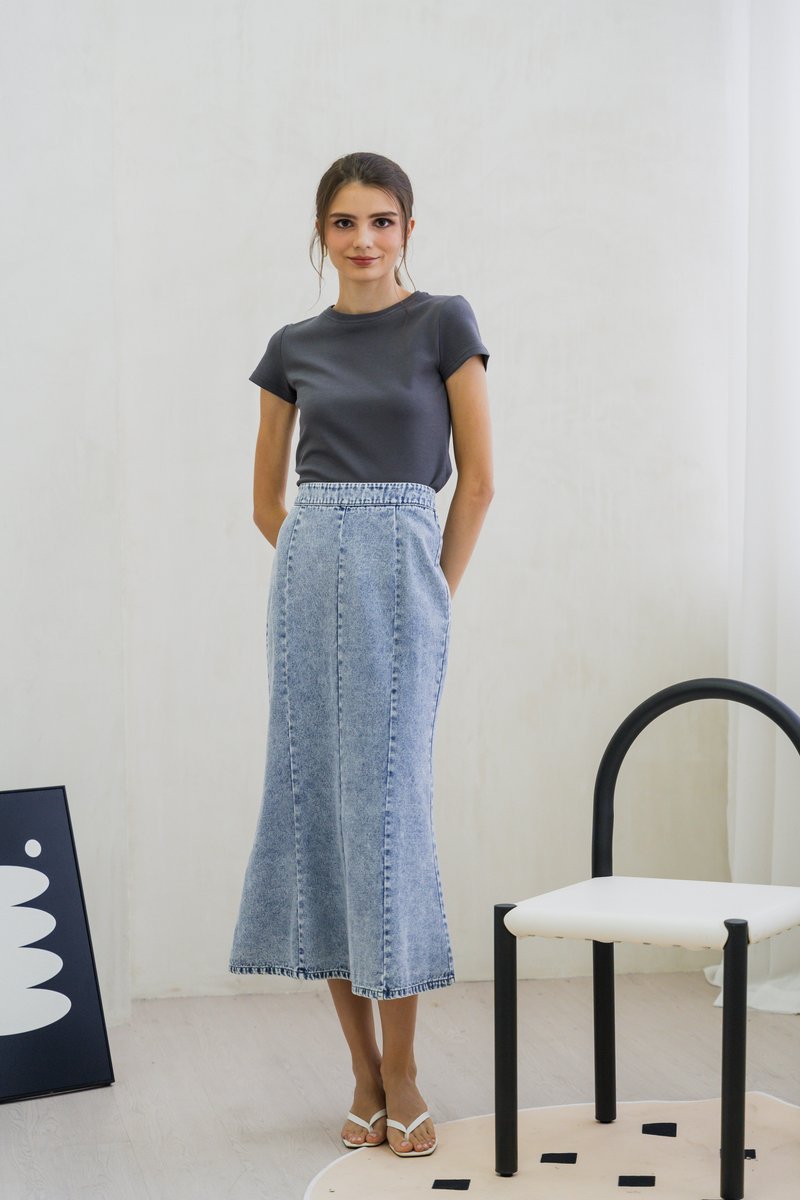 Kerra Panelled Denim Midi Skirt (XS)