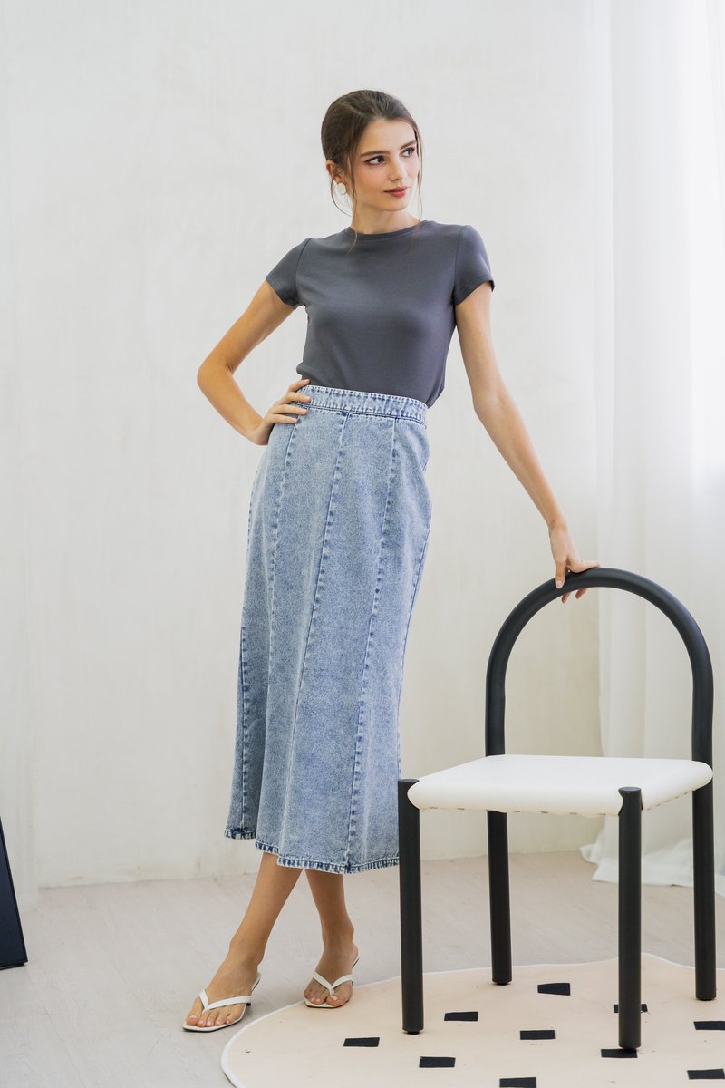 Kerra Panelled Denim Midi Skirt (XS)
