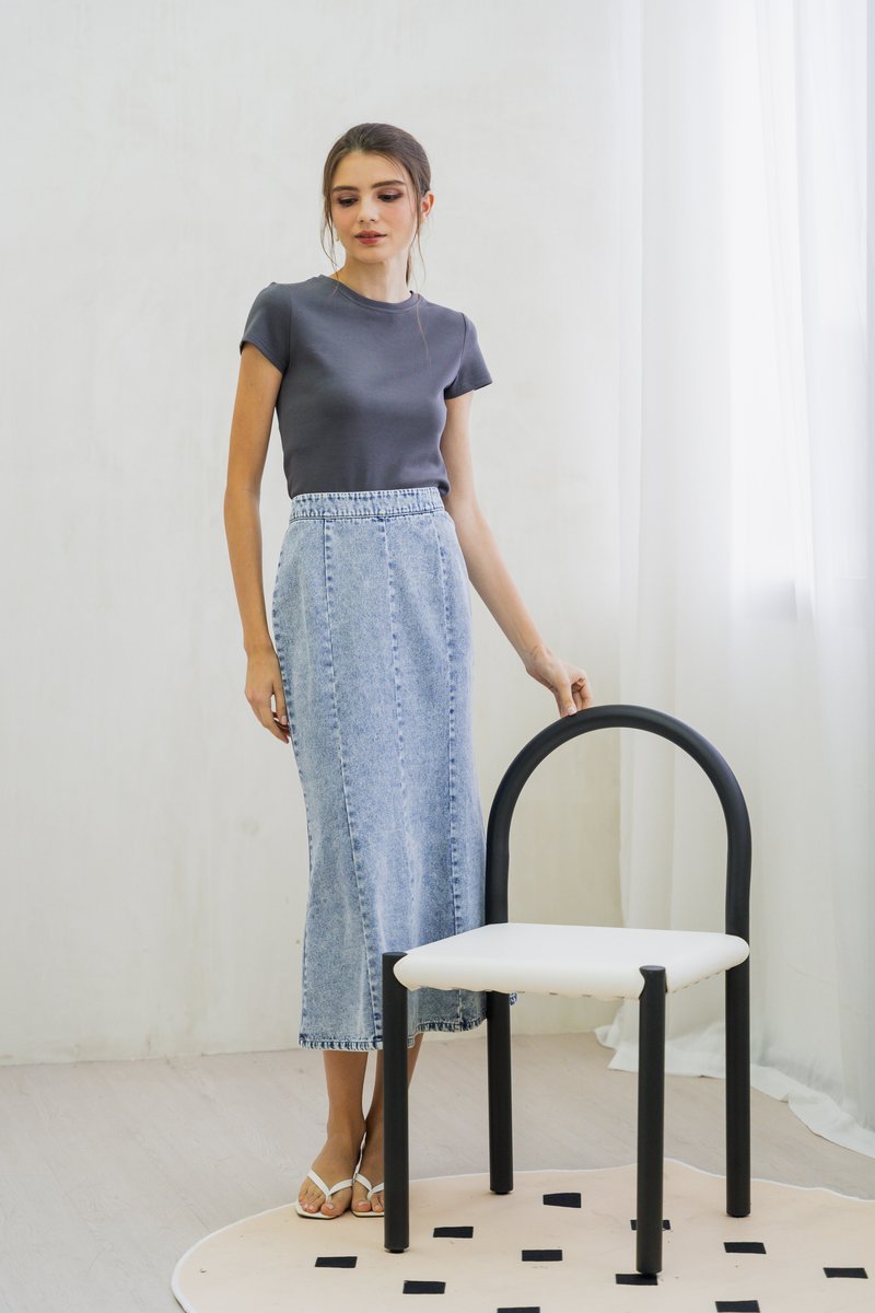 Kerra Panelled Denim Midi Skirt (XS)