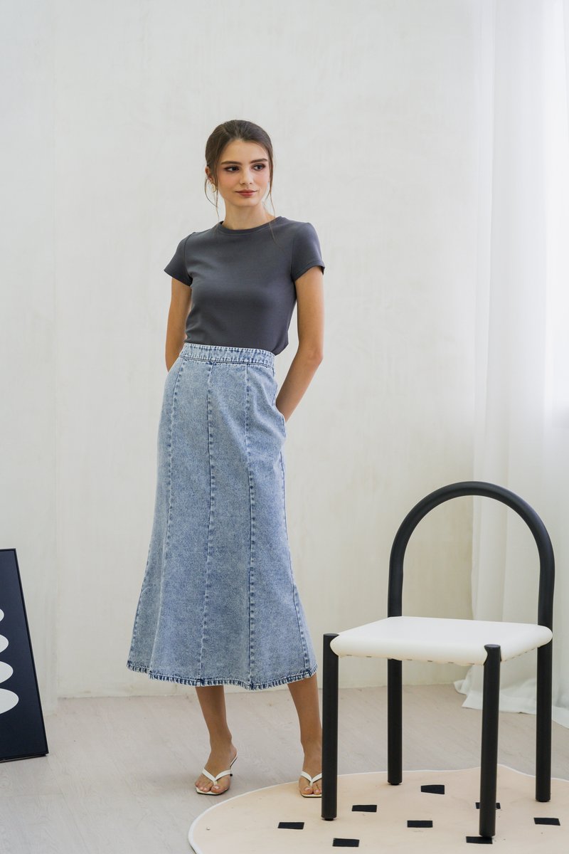 Kerra Panelled Denim Midi Skirt (XS)