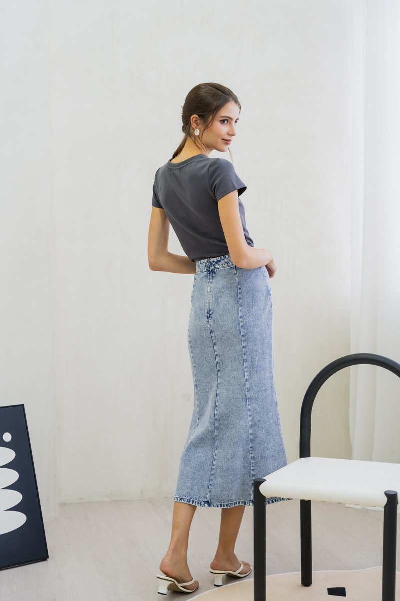Kerra Panelled Denim Midi Skirt (XS)