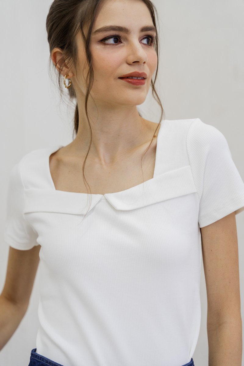Branca Ribbed Cotton Top In White (XS)