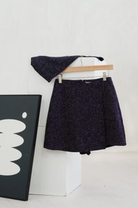 Yvette Tweed Overlap Skorts In Navy
