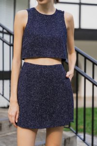 Yvette Tweed Overlap Skorts In Navy