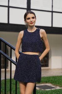 Yvette Tweed Overlap Skorts In Navy