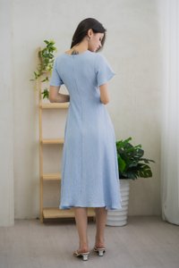 Gracie Side Ruched Wrap Maxi Dress In Blue (XS)