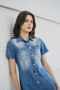 Gabbie Denim Button Shirt Dress (XS)