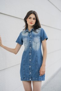 Gabbie Denim Button Shirt Dress (XS)