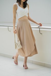 Bora Overlap Midi Skirt In Khaki(L)