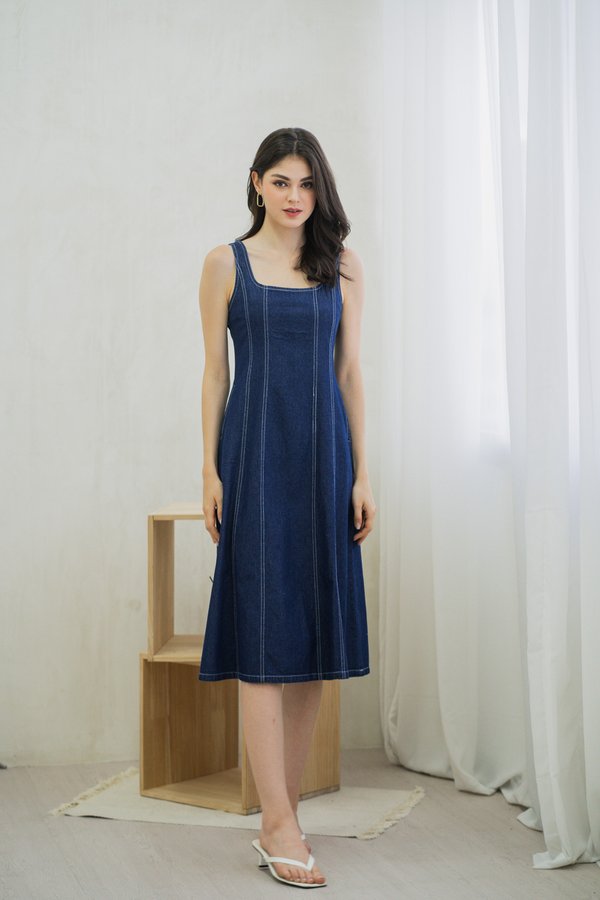 Mariana Panelled Denim Midi Dress (XS)