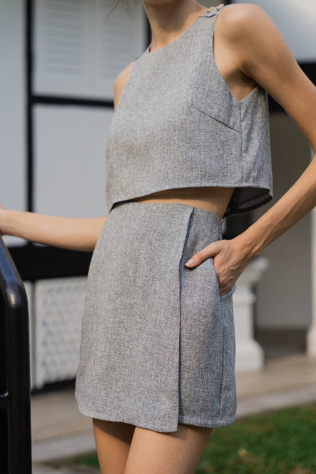 Yvette Tweed Overlap Skorts In Grey