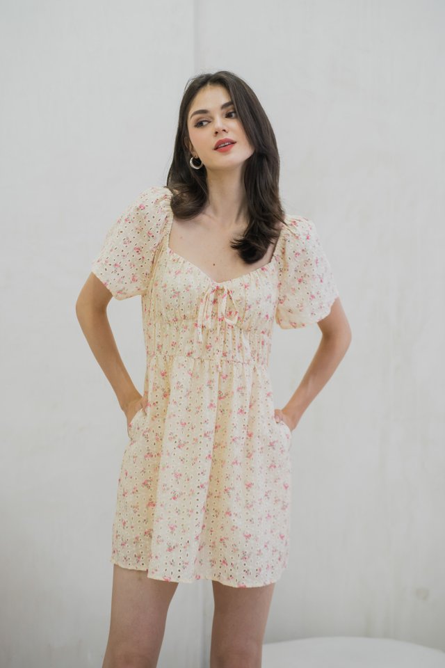 Leanna Sweetheart Eyelet Dress Romper 