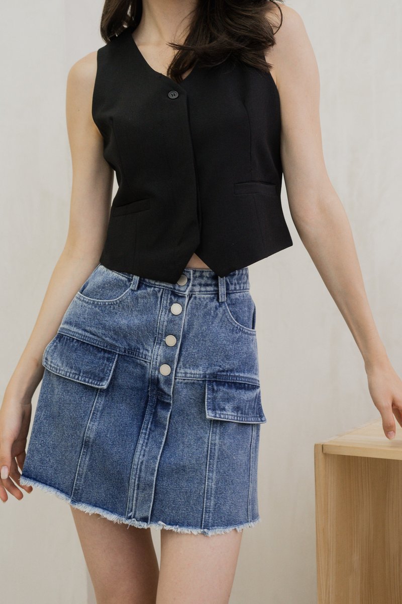 Luca Button Denim Skort (XS)