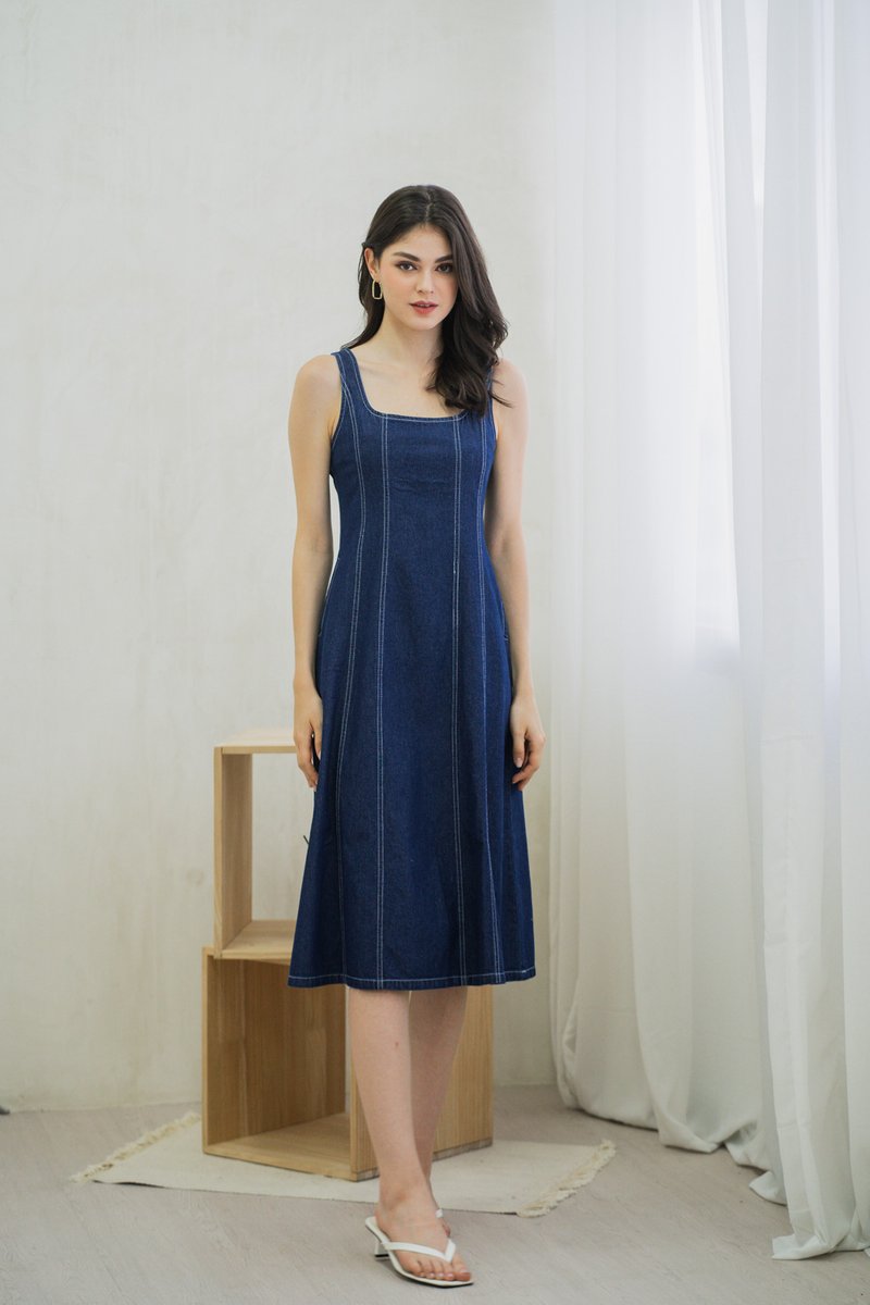 Mariana Panelled Denim Midi Dress (XS)
