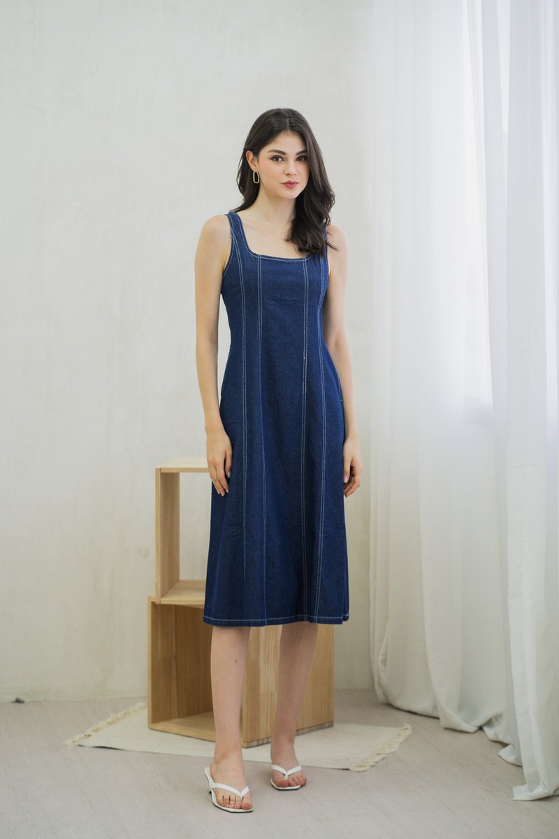Mariana Panelled Denim Midi Dress (XS)