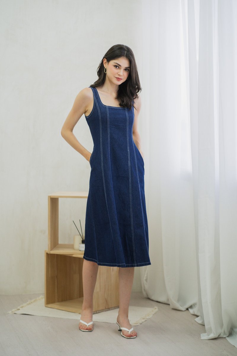 Mariana Panelled Denim Midi Dress (XS)