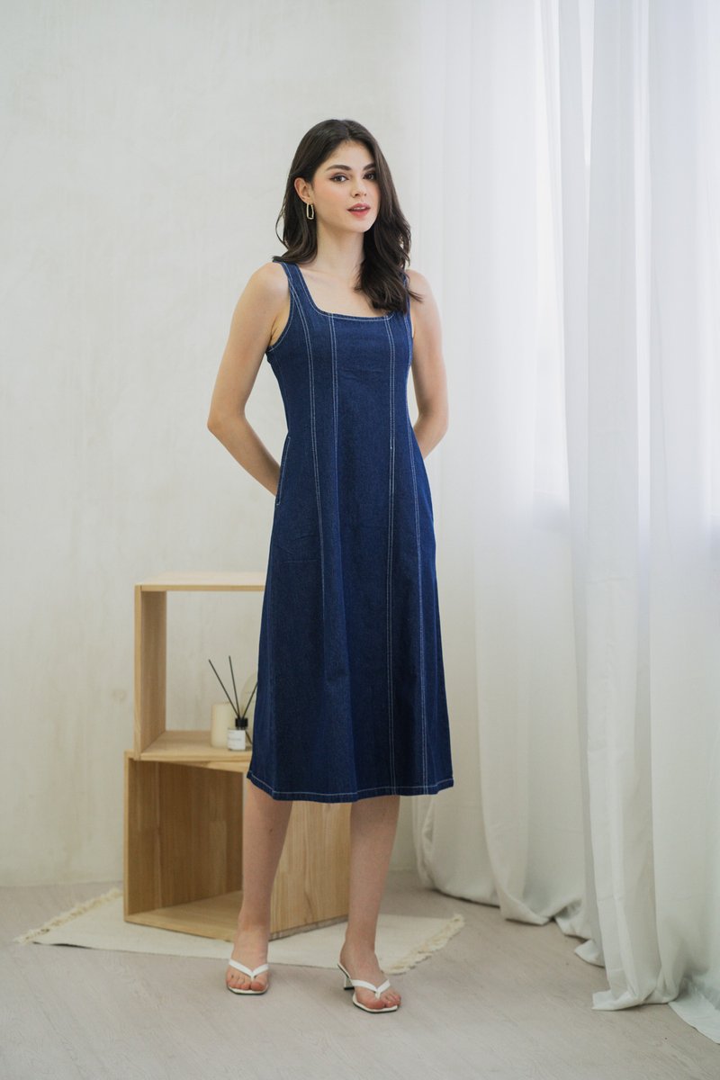 Mariana Panelled Denim Midi Dress (XS)
