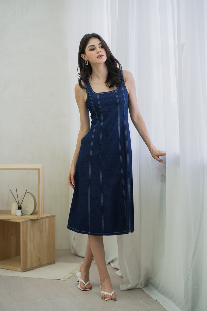 Mariana Panelled Denim Midi Dress (XS)