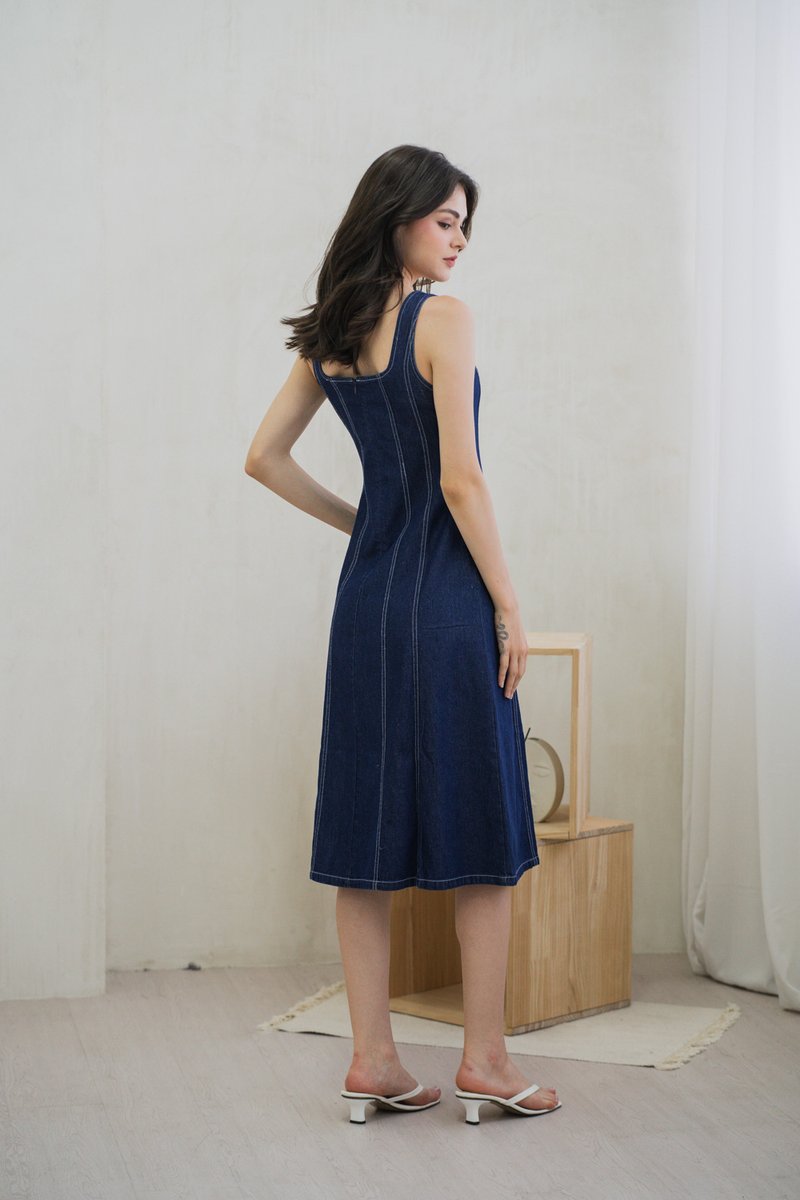 Mariana Panelled Denim Midi Dress (XS)