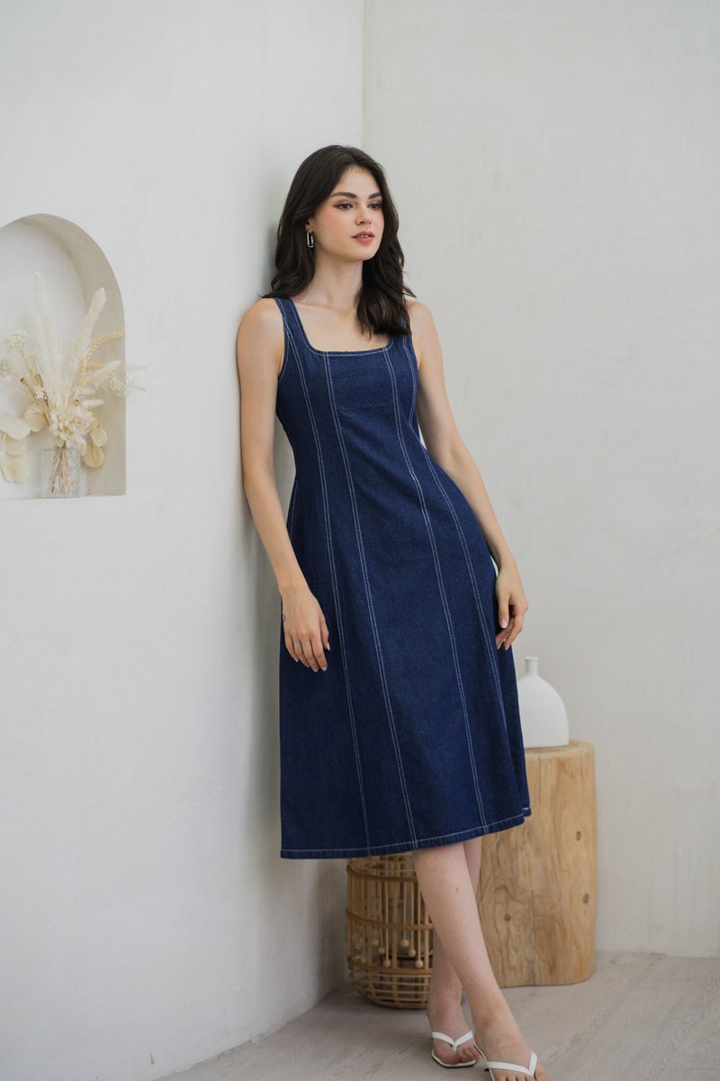 Mariana Panelled Denim Midi Dress (XS)