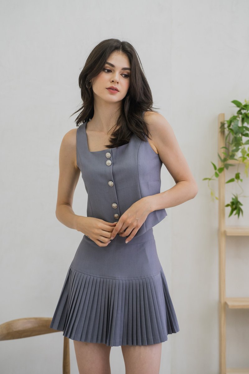 Carelle Pleated Skort In Grey (XS)