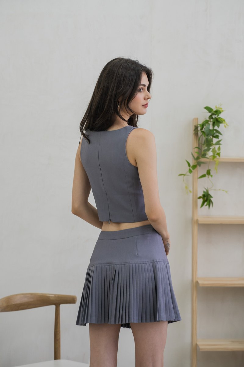 Carelle Pleated Skort In Grey (XS)