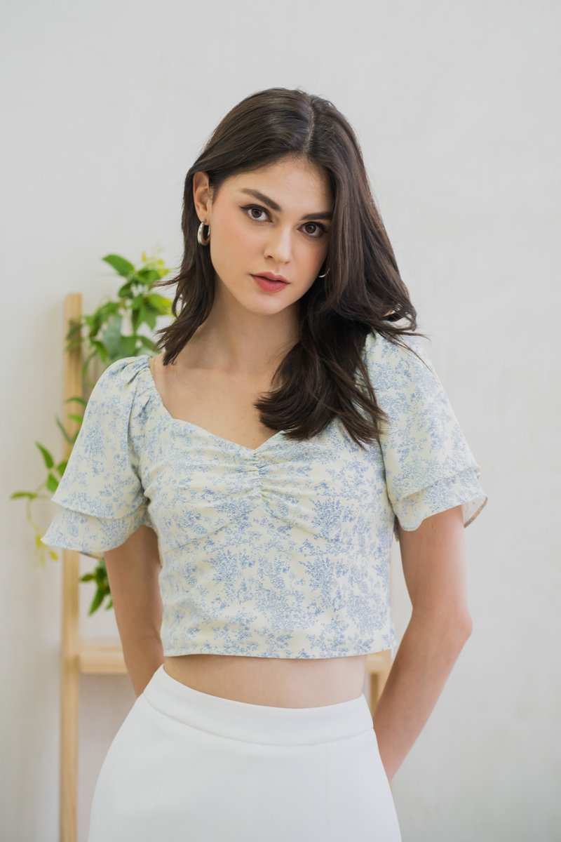 Leia Porcelain Floral Crop Top (XS)