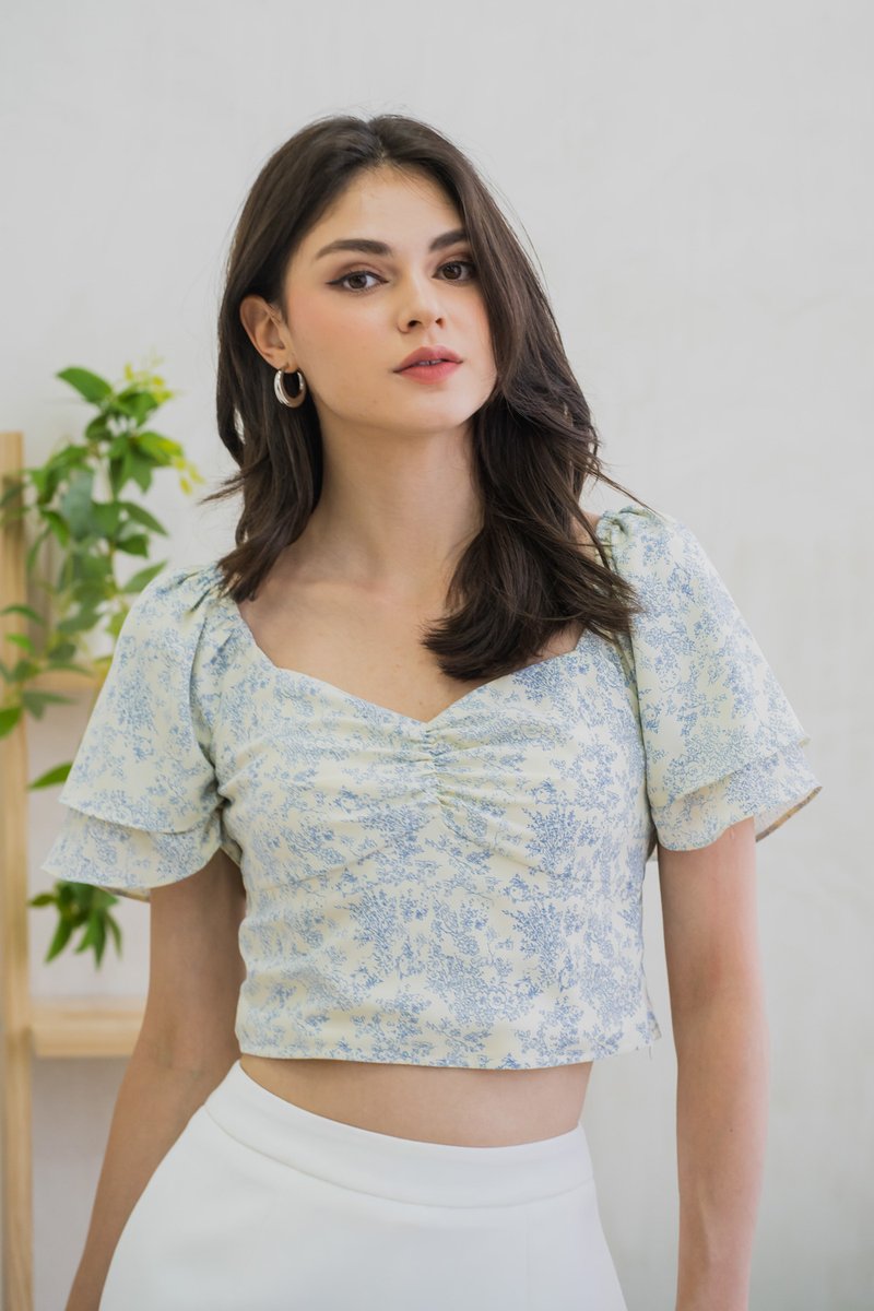 Leia Porcelain Floral Crop Top (XS)