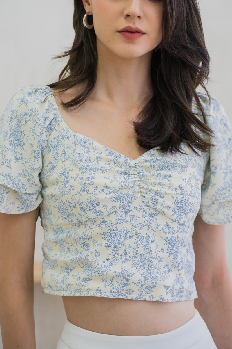 Leia Porcelain Floral Crop Top (XS)