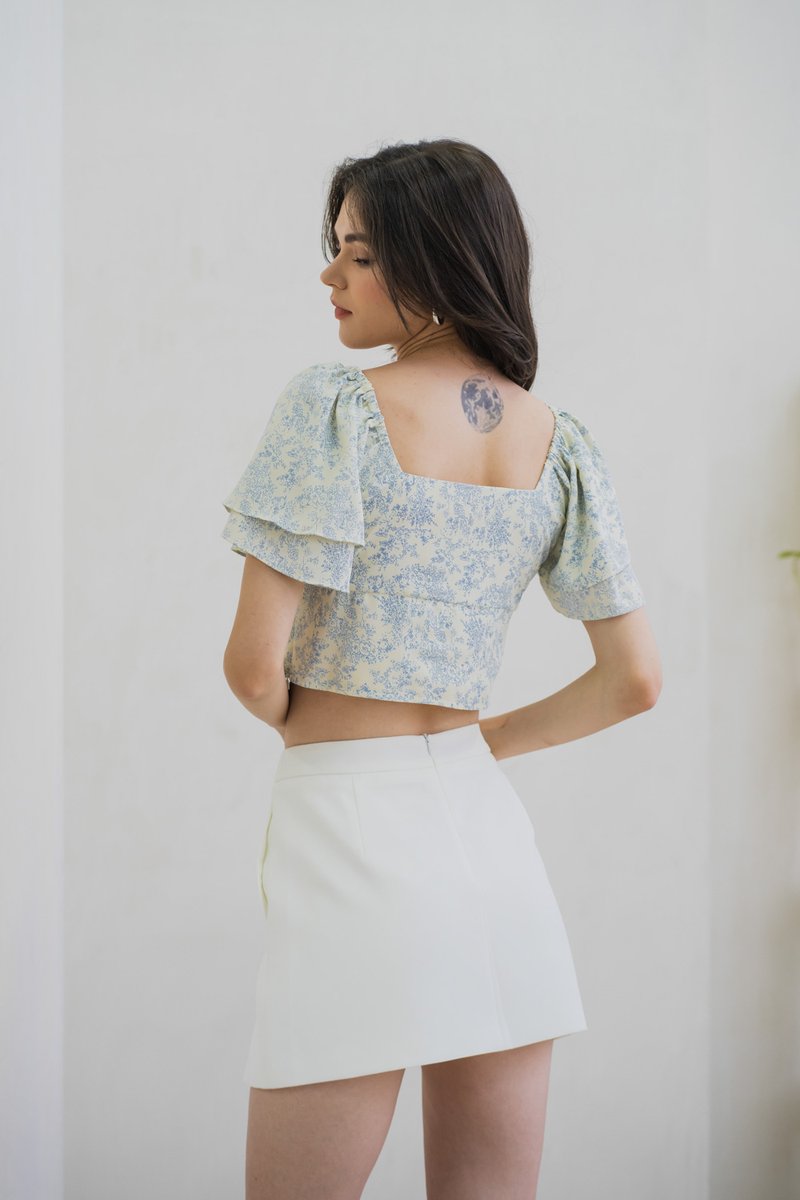 Leia Porcelain Floral Crop Top (XS)