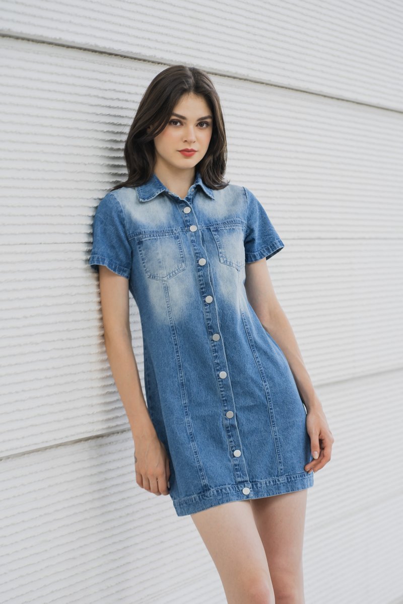 Gabbie Denim Button Shirt Dress (XS)