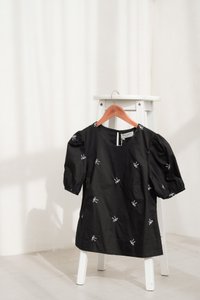 Kaiya Embroidered Ribbon Top In Black (XS)