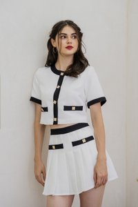 Emberly Clover Pleated Skort In White