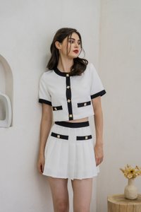 Emberly Clover Pleated Skort In White