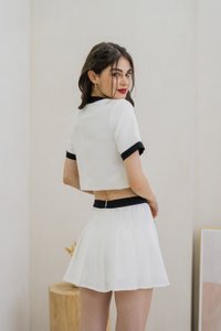 Emberly Clover Pleated Skort In White