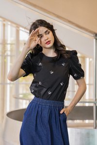 Kristin Elastic Waist Denim Midi Skirt (XS)