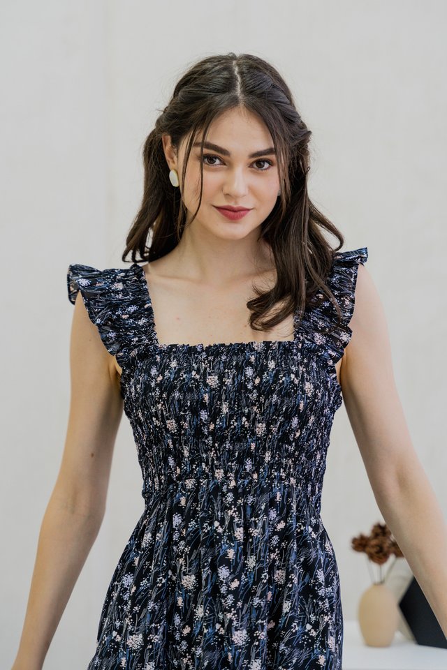 Cerese Smocked Maxi Dress In Black